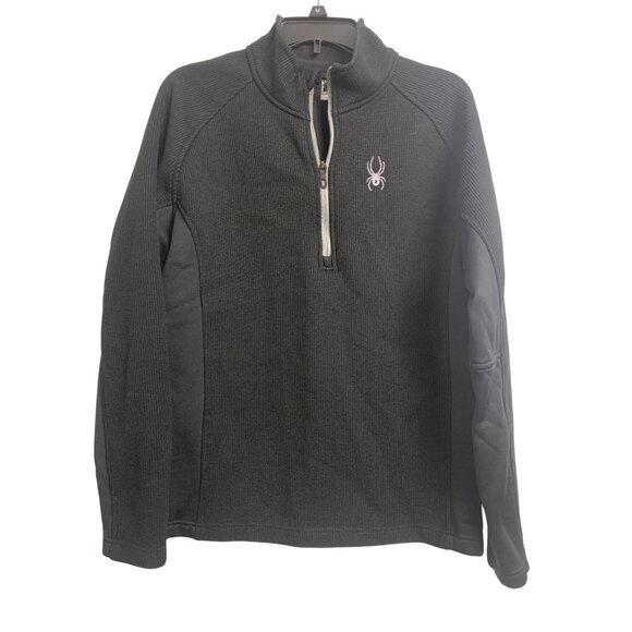 Spyder Mens M Waffle Knit Black Ski Snowboard Winter Pullover Casual - Picture 3 of 9